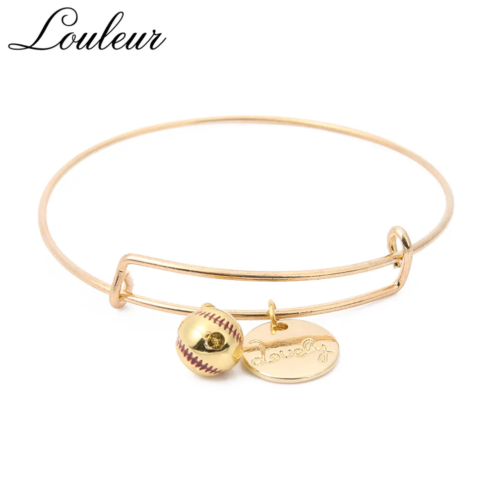 Louleur Gold Sport Baseball Pendant Charm Expandable Wire Bracelets &ampBangle Lovely DIY Jewelry Adjustable Bracelet Drop Shipping |