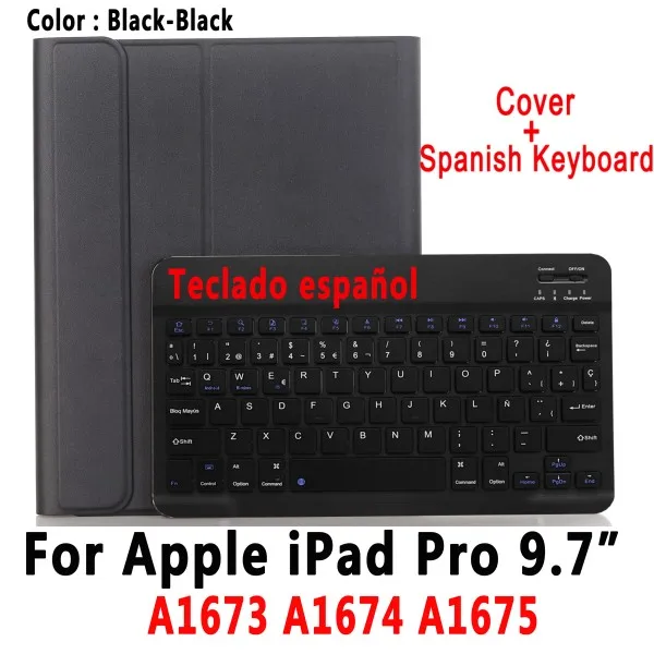 For iPad Pro 9.7 Испанская клавиатура чехол для Apple iPad 9,7 6th 5th Generation Air/Air 2/Pro 9,7 A1822 A1823 A1954 A1566 A1673 держатель для карандашей - Цвет: For iPad Pro 9.7