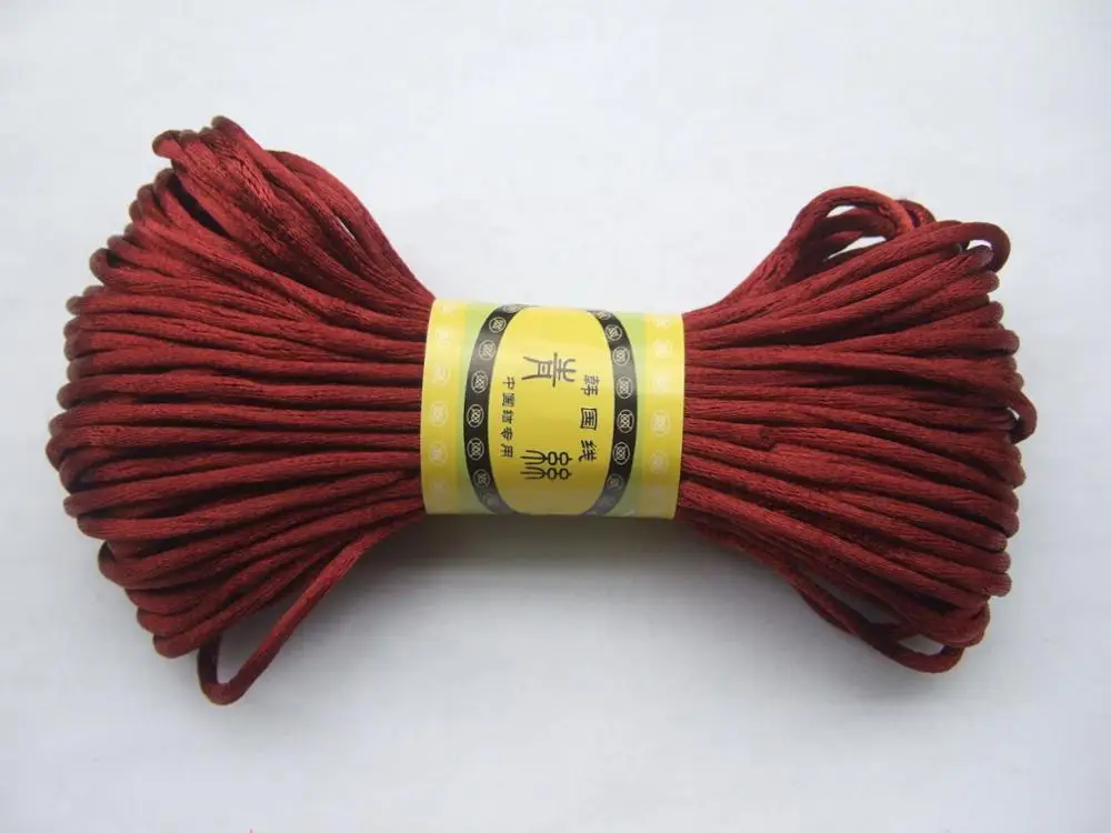 Dark Red 20 метров, 2 мм, сатиновый шнур, нейлоновый, макраме, бисер, kumihimo, нить, ювелирное изделие - Цвет: Dark Red