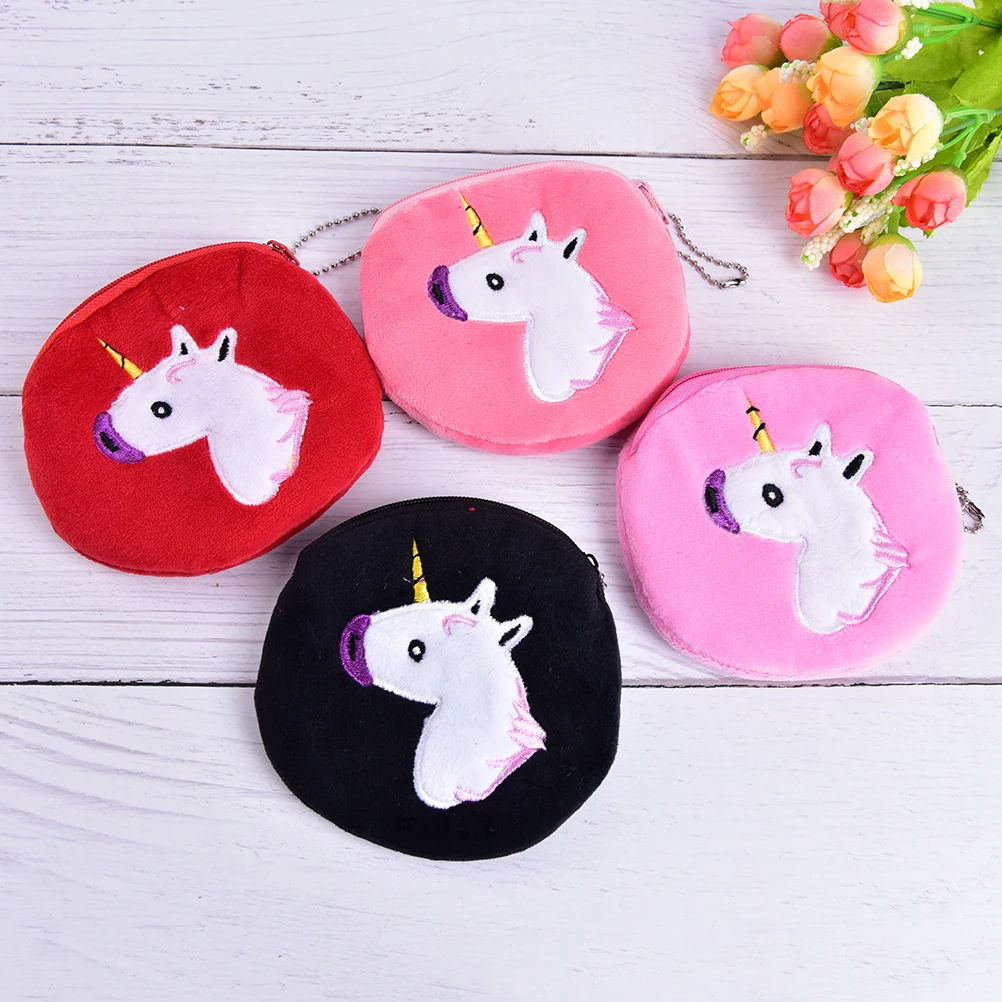 Красочный Единорог для девочек плюшевый Кошелек на молнии монет Kawaii Детский
