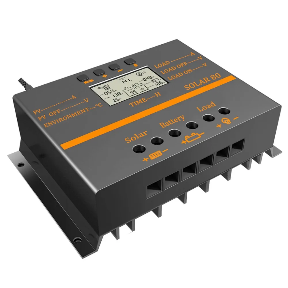 Y SOLAR 80A 60A PWM Solar Controller 12V 24V Auto Charger LCD Display Panel Battery Charging Regulator USB 5V|Солнечные