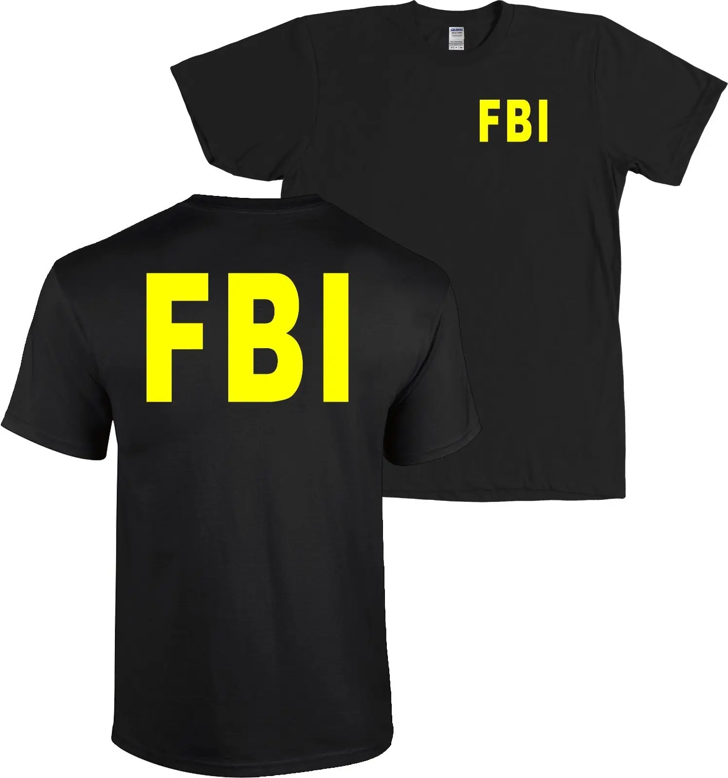 FBI Federal Bureau of Investigation черная футболка с неоновыми желтыми буквами Новинка|Мужские