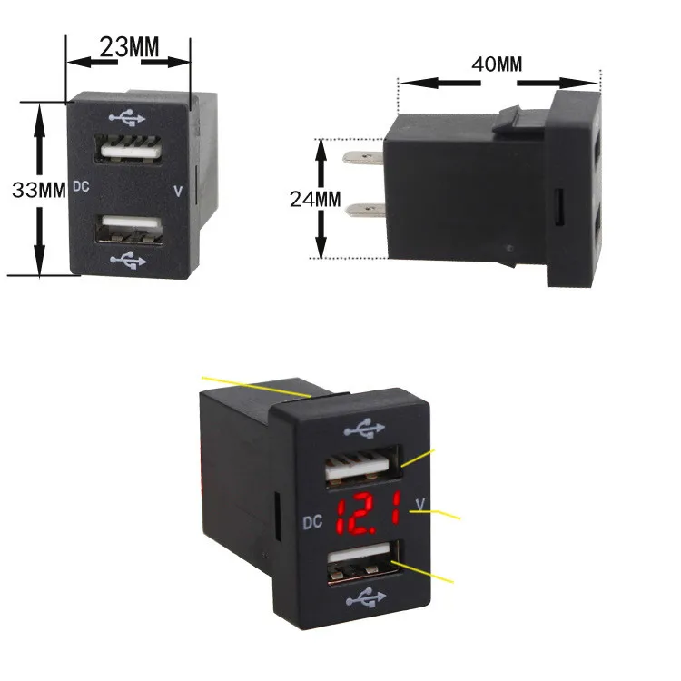 Автомобильное зарядное устройство с двумя USB-портами 50 шт./лот 12-24 В постоянного