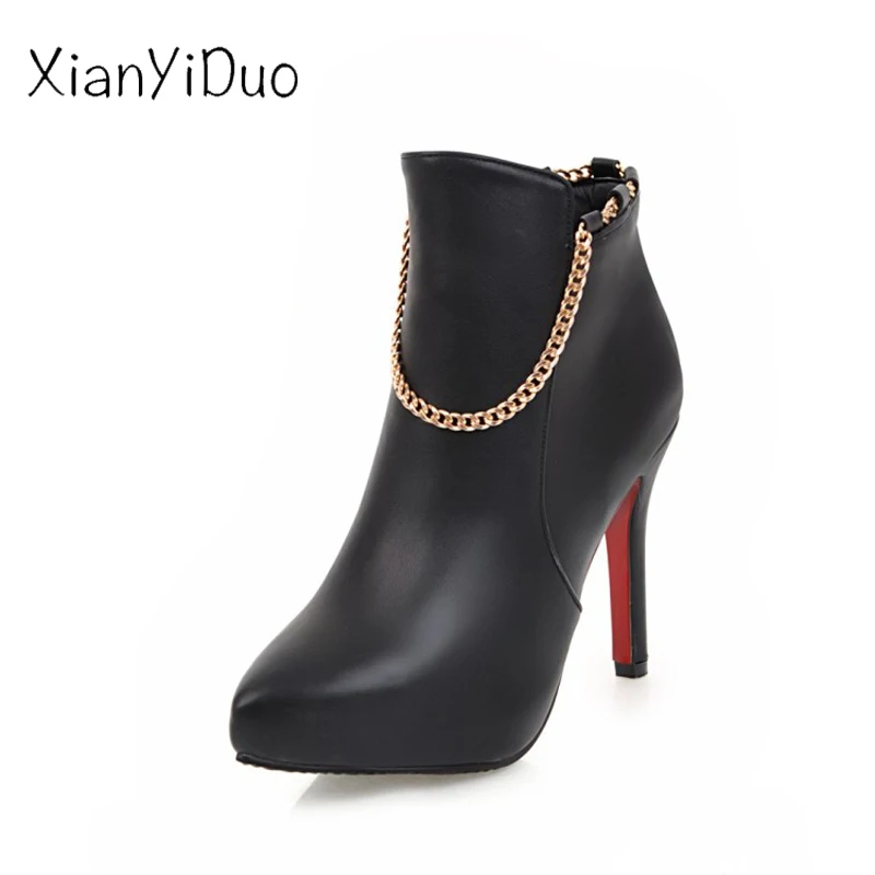 Spr/Aut/Женская обувь ботильоны на платформе с острым носком высоком каблуке