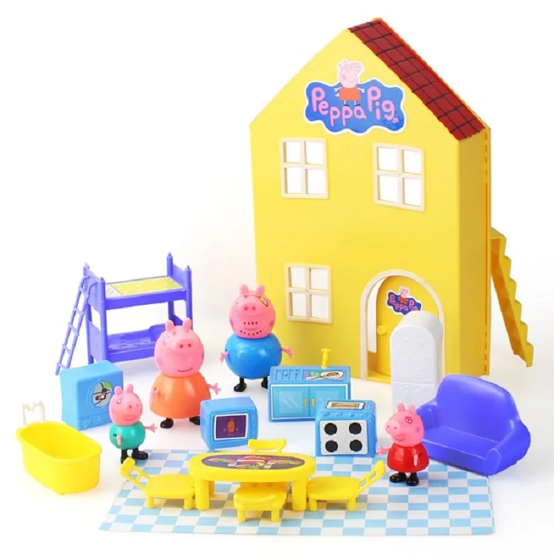 Peppa игрушки "Свинка" Кукла, настоящая силиконовая набор декораций парк развлечений игрушки ПВХ Фигурки Семья член для раннего развития