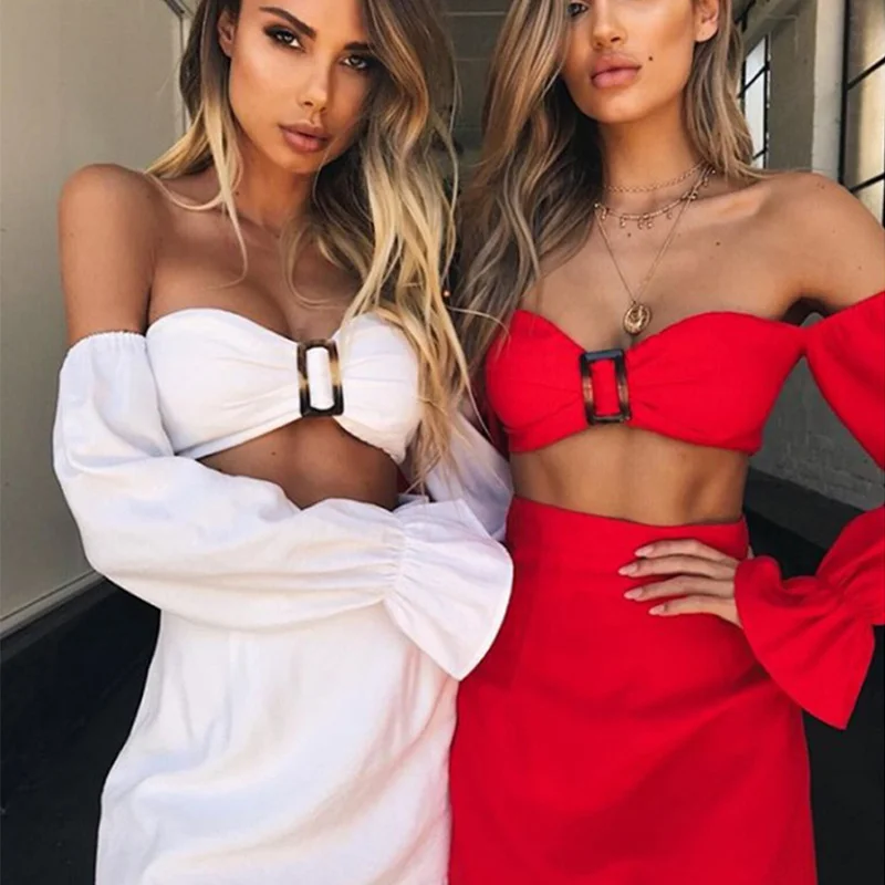 С длинным рукавом без бретелек с открытыми плечами укороченный топ Для женщин