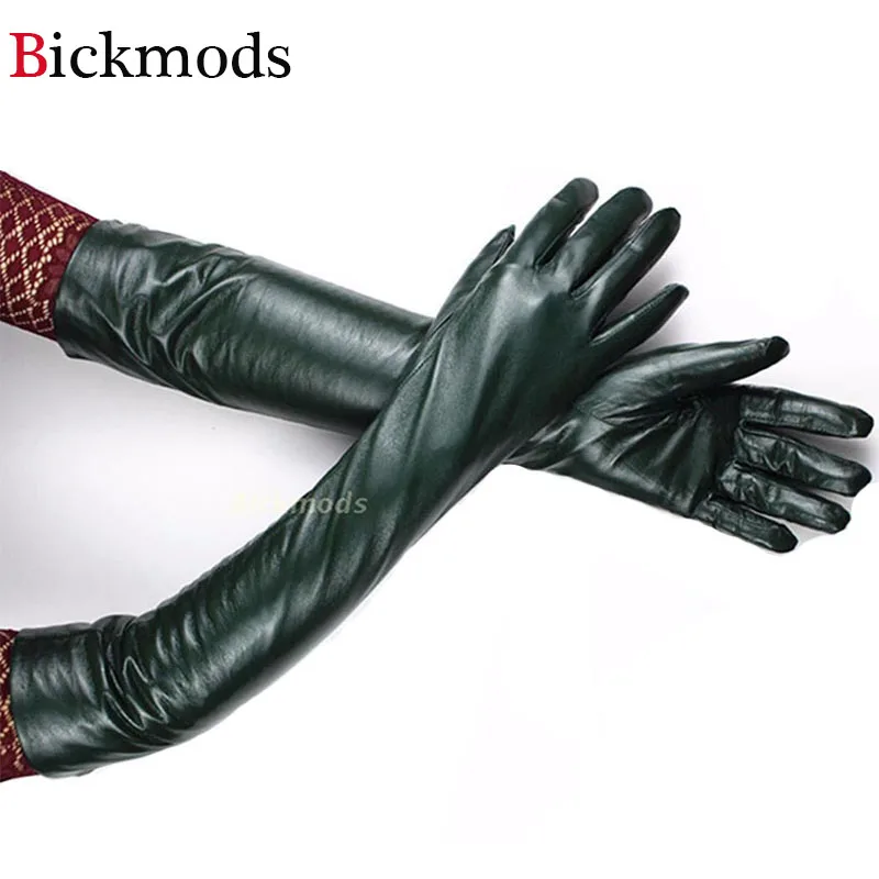 

48 cm long sheepskin glove multi-color candy bar style leather gloves over elbow length lined with lining warm free shipping