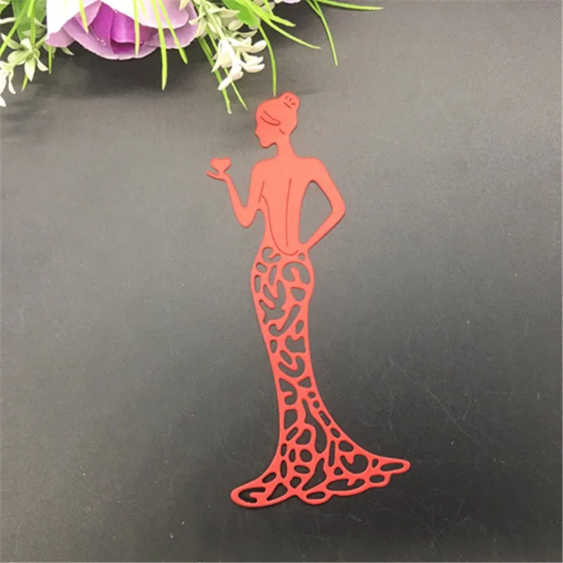 Металлическая резка штампов красота леди сердце платье девушка скрапбук карты