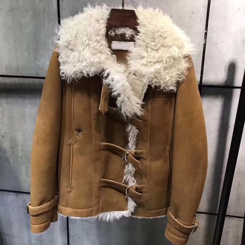 Женское зимнее пальто с вышивкой повседневная куртка из 2018 кожи овечьим мехом