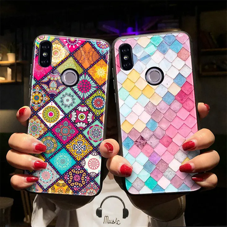 ins Fashion Tempered Glass Case For Redmi Note 7 6 Xiaomi 9 SE Cover Plus 5X 6X |