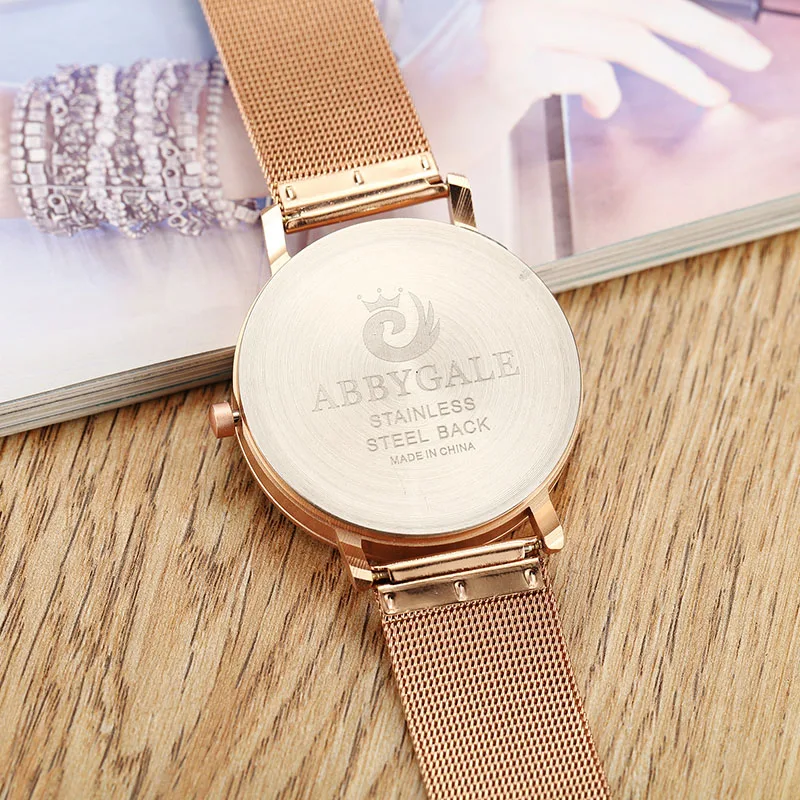 

Unique Rose Gold Watch Women Top Brand Elegant Design Hot Sale Ladies Quartz Wrist Watch Bracelet Set Girl Gift Steel Watch