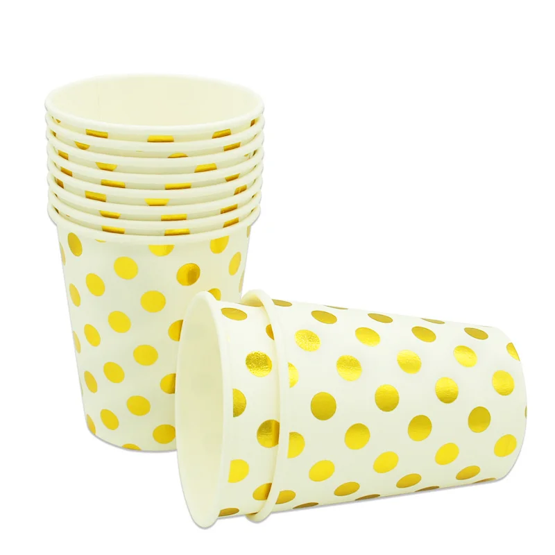 Gold Dot 10pcs Одноразовые салфетки/стаканчики/тарелки в горошек цвета розового золота для свадьбы, вечеринки в честь рождения детей, одноразовые бумажные салфетки - Color: Gold Dot 10pcs