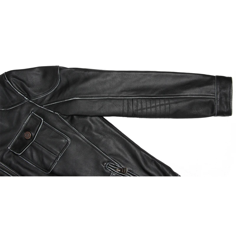 

100% Genuine Leather Jacket Men Leather Jackets Real Cowhide Black Men's Leather Jacket Mens Biker Leather Coat Winter M093