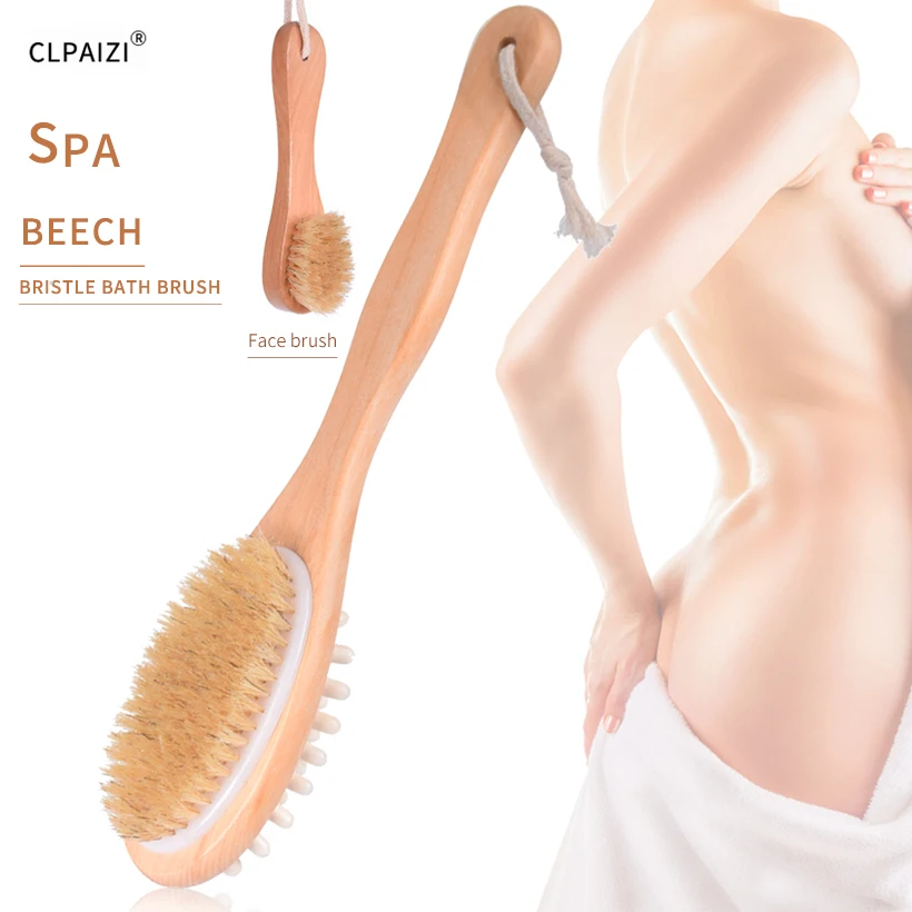 

CLPAIZI Dry Brushing Body Brush, Exfoliating Back Bath Brush for Shower with 100% Natural Boar Bristle Brush & Long Handle D30