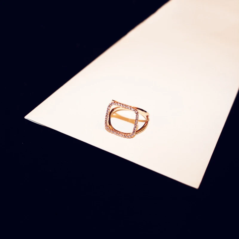 Zirconia Rings For Women Gold Rose Color Double Opening Super Flash Female Retention Plated Jewelryrings | Украшения и аксессуары