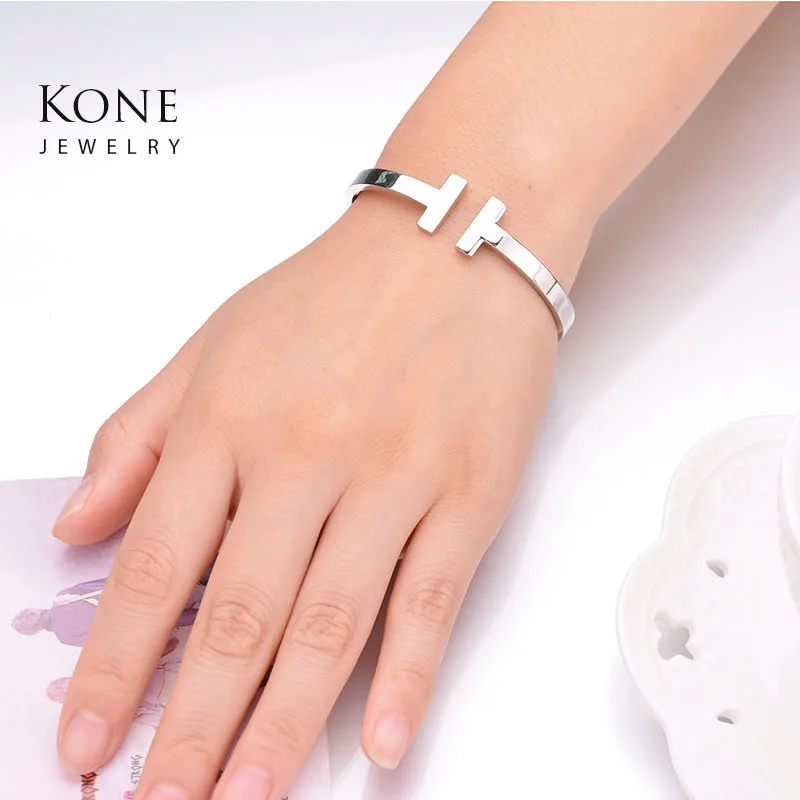 Женские браслеты из нержавеющей стали с надписью H и открытыми манжетами