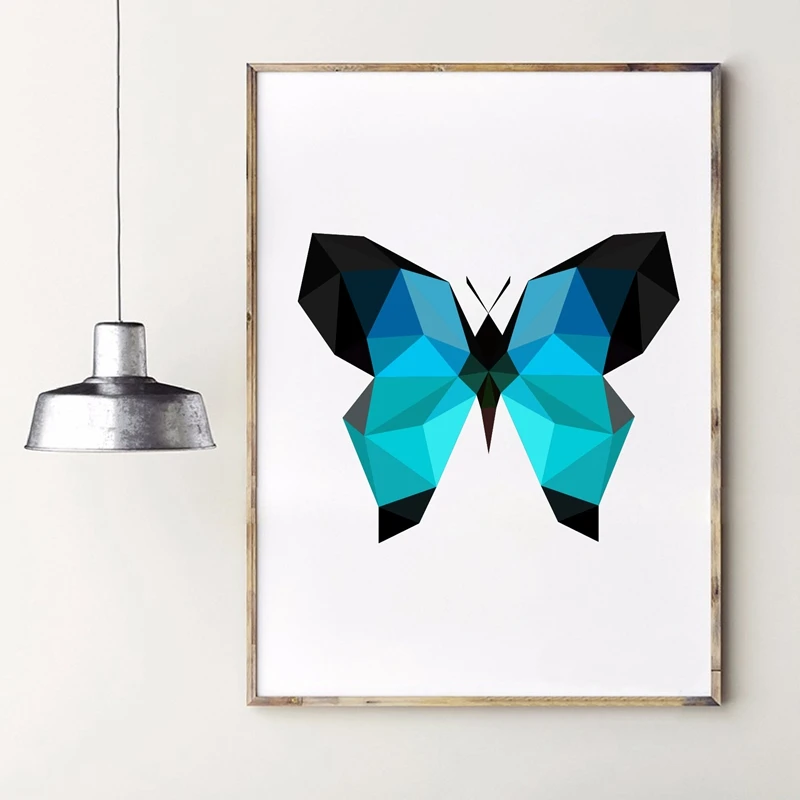 Triangle Polygonal Butterfly Wall Art Print Pictures Abstract Geometric Poster Canvas Painting Home Decoration | Дом и сад