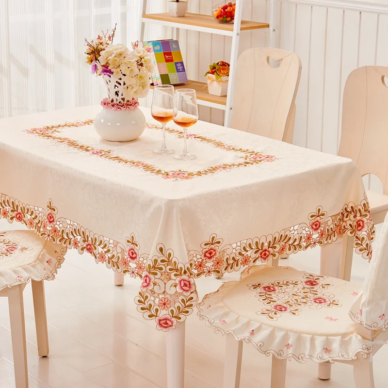 Wedding Embroidered Tablecloth Party &amp Banquet Round or Rectangle Dinning Table Cloth Coffee Cover Rose Runner | Дом и сад