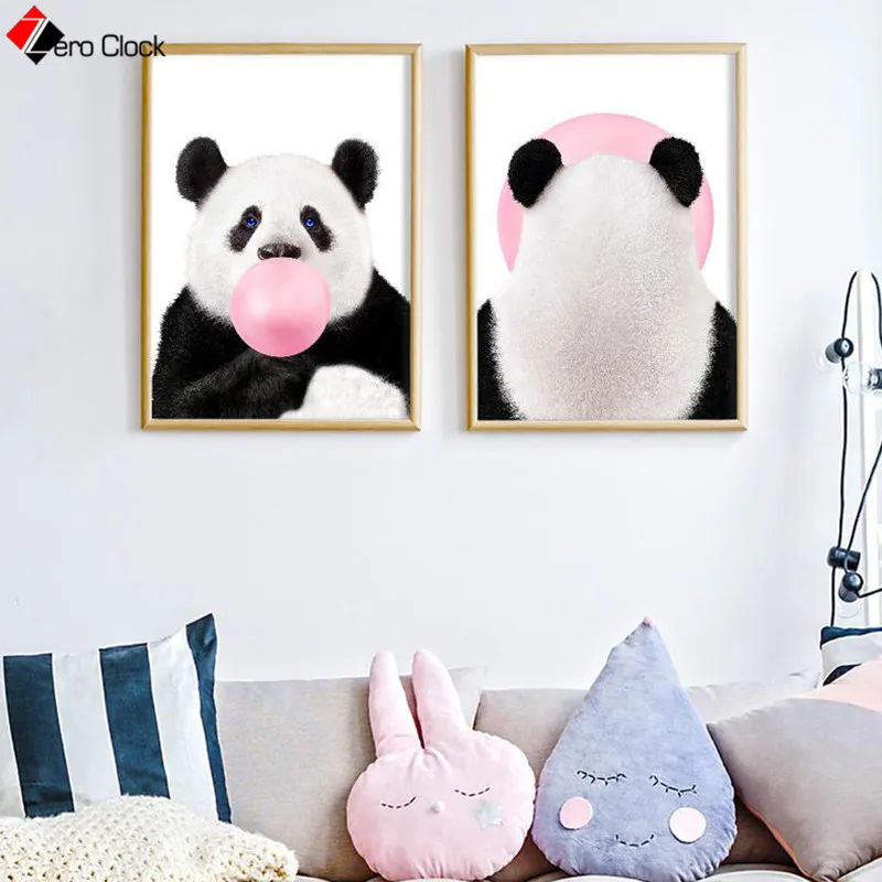 Картина на холсте с изображением панды жевательная резинка плакат для детской