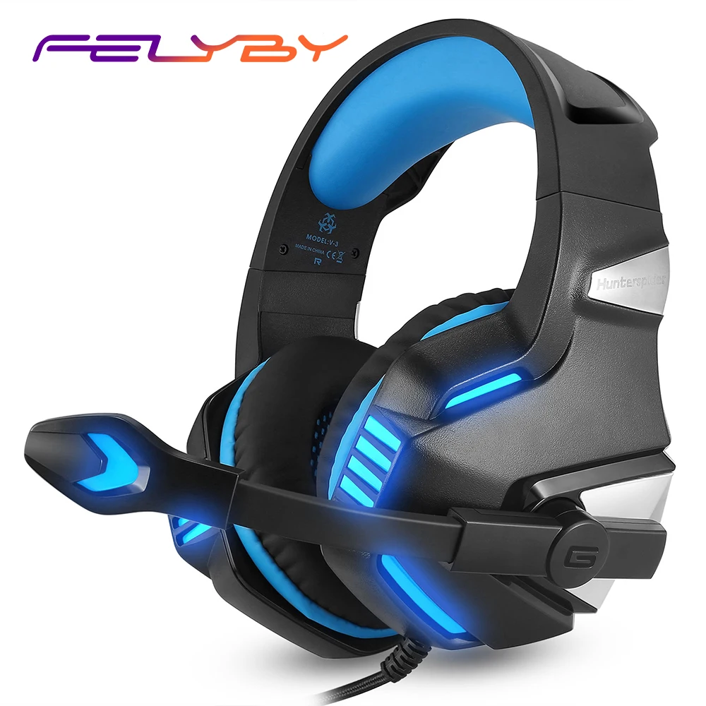 FELYBY стерео игровая гарнитура для PS4 Xbox One с Шум изоляции микрофоном и светодиодный