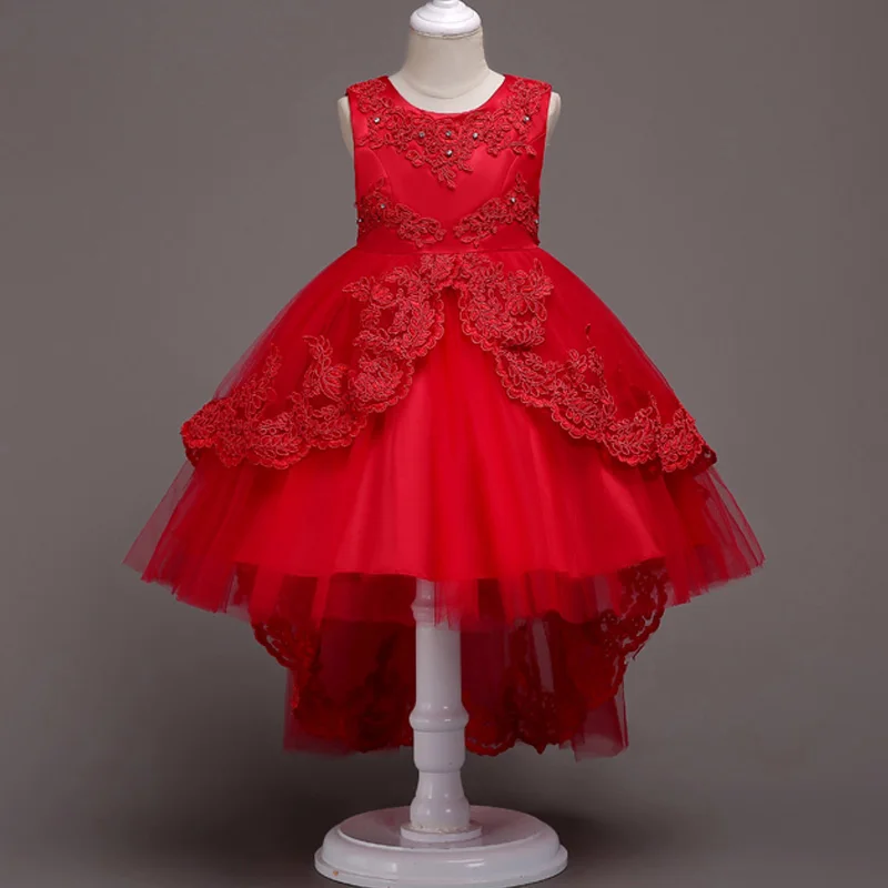 Темно-серый Новинка; Vestidos; летнее платье для девочек; коллекция года; костюмы для детей; платья принцессы для девочек-подростков; свадебное платье; кружевная детская одежда - Цвет: Темно-серый