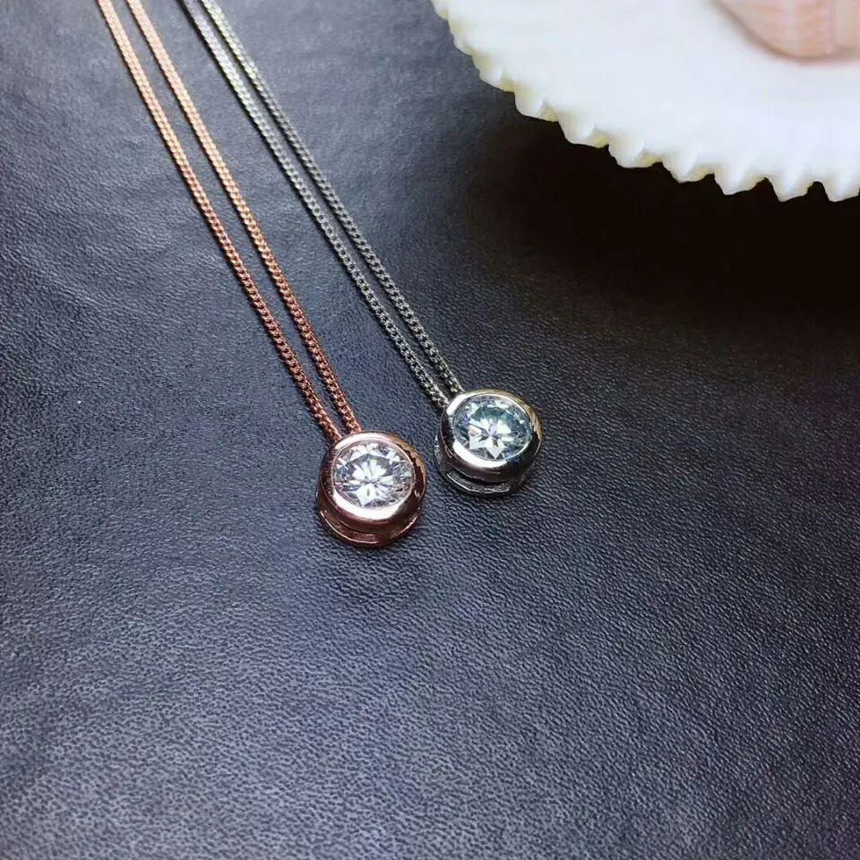 MeiBaPJ 1 карат D Dolor Moissanite драгоценный камень классическое простое ожерелье с подвеской для женщин Настоящее серебро 925-й пробы ювелирные изделия