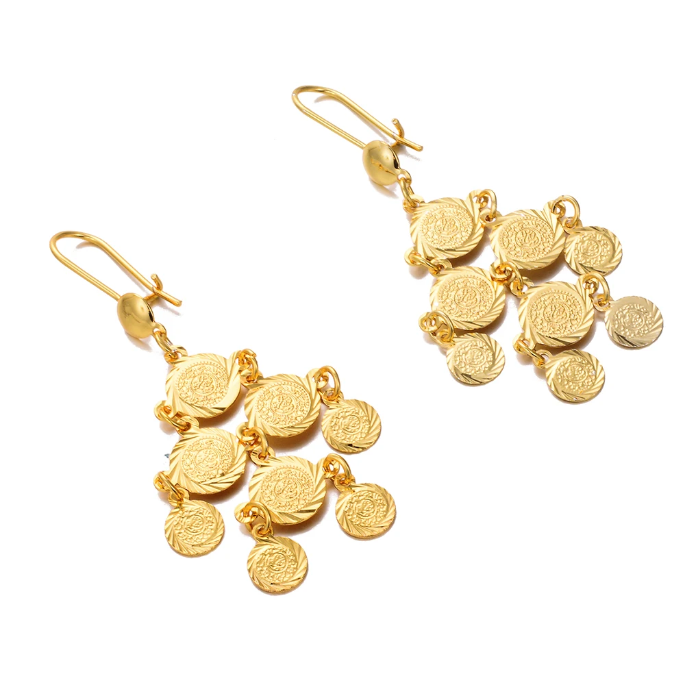 WANDO новые монеты серьги девушки Для женщин золото Цвет арабского мусульманского