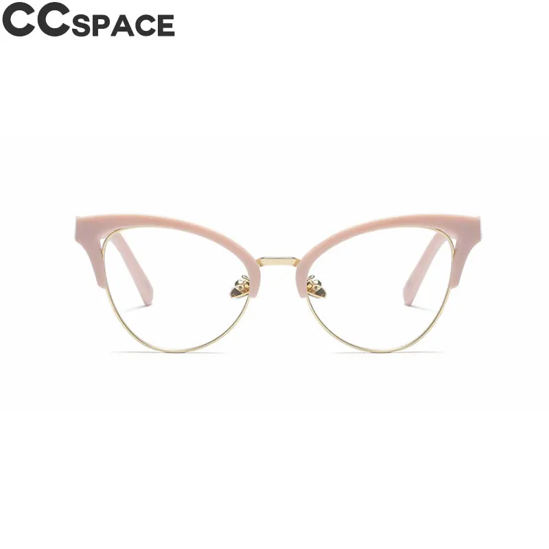 Half Frame Cat Eye Hollow Glasses Frames Women Trending Optical Fashion Computer Glasses 45640 - Цвет оправы: C2 pink