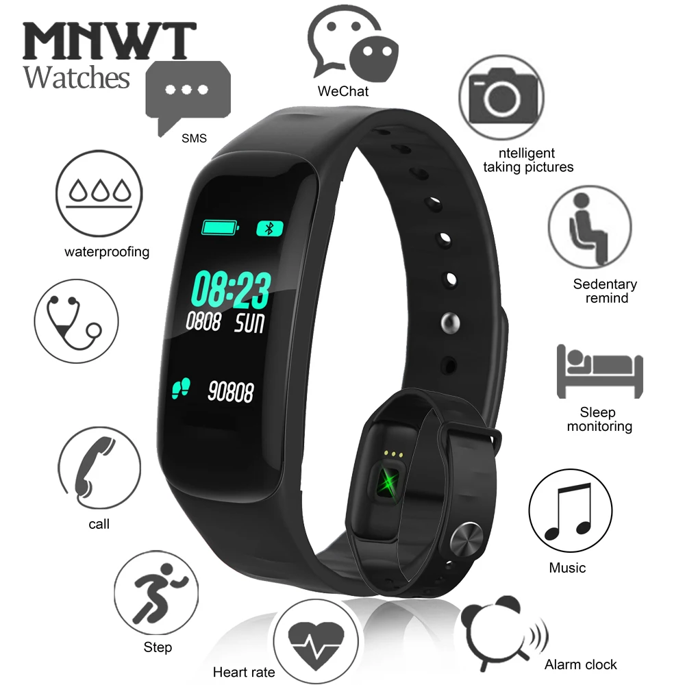 

2022 MNWT Brand Fitness Tracker Smart Bracelet 0.96" OLED Touch Screen C1 Smart bracelet Blood Pressure With Pedometer Bracelet