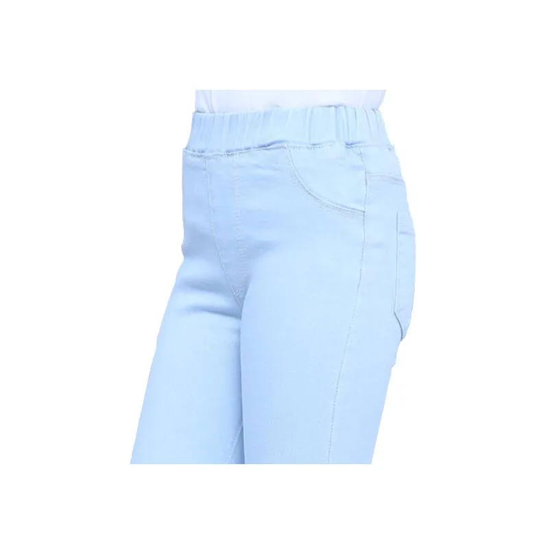 Для девочек белый весна Штаны Дети до пят Хлопковые джинсы От 3 11 лет джинсовые