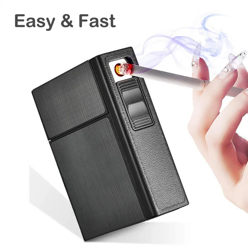 Usb Cigarette Case Electric Lighter Cigar Cover Windproof Rechargeable Flameless Box Plasma Gadget | Дом и сад