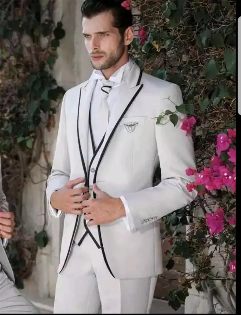 Picture style color На заказ синий Терно жених смокинг Женихи мужской костюм homme мужские свадебные костюмы приталенный мужской костюм(пиджак+ брюки+ жилет+ галстук - Цвет: Picture style color