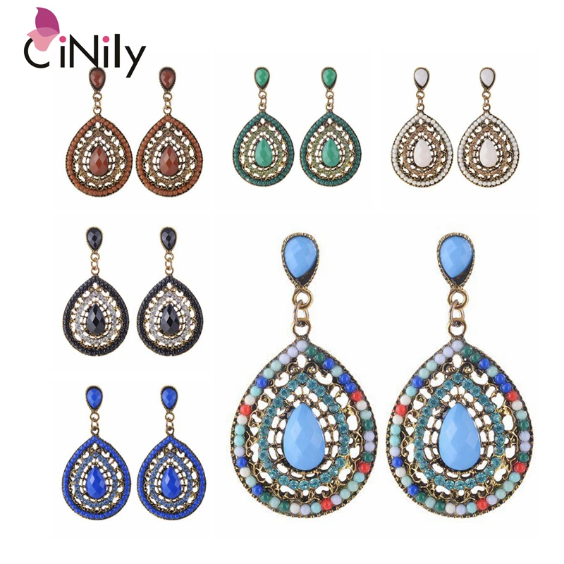 Женские серьги CiNily Винтажные золотого цвета с разноцветной