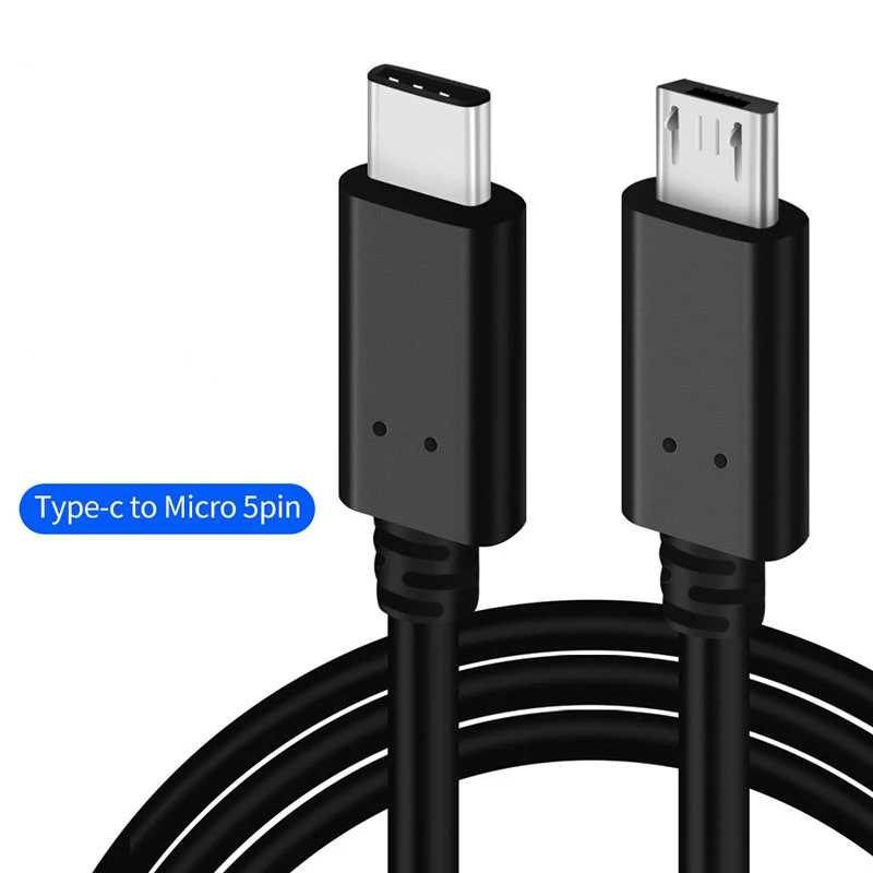 Black Кабель usb type-C-Micro Usb для samsung Android 1 м, кабель Micro Usb-type-C USB-C 3,1 для Macbook UsbC, шнур для быстрой зарядки и передачи данных - Цвет: Black