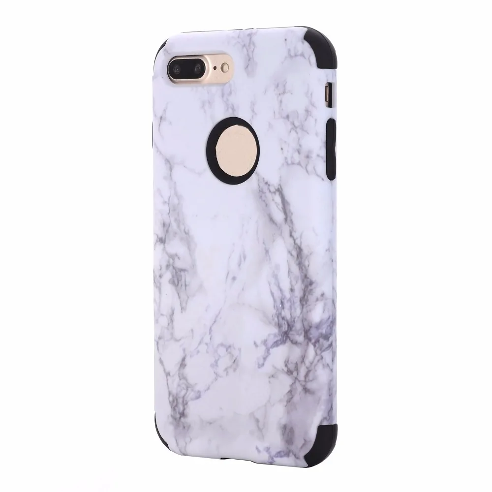 Luxury 3 in 1 Hard Marble PC+ Silicone phone Case for iPhone 5/5S/SE/6/6S/7/8 6/7/8Plus Full pretection Anti-Knock |
