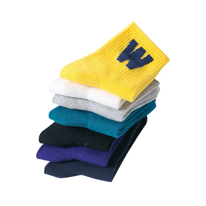 

New women's socks autumn and winter cotton 100% socks feather yarn letters ladies tube socks 5 pairs / lot