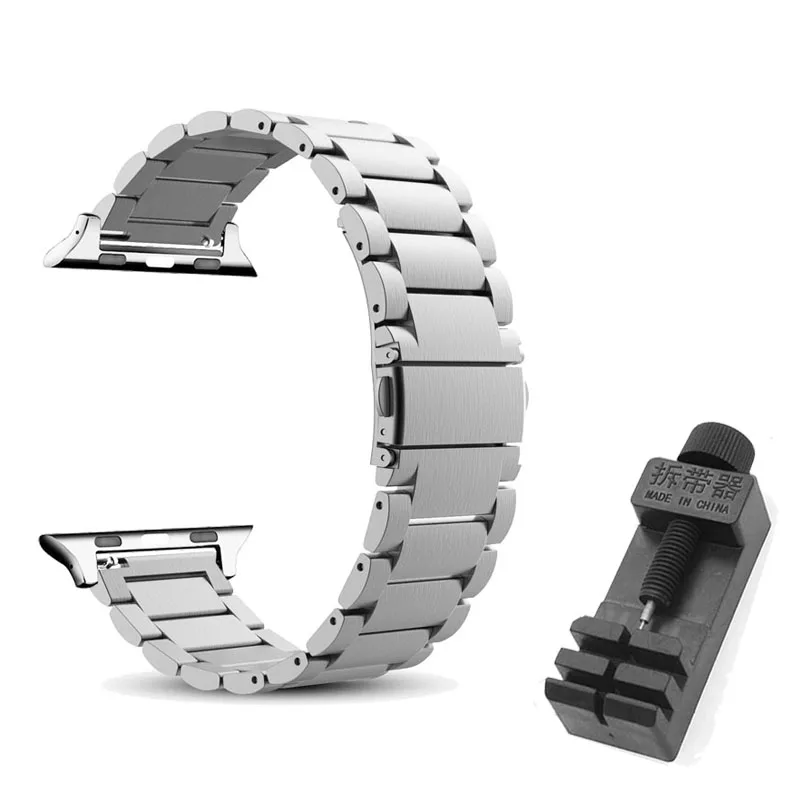 White and tool Ремешок для спортивных часов для наручных часов Apple Watch 38 мм, 42 мм, Нержавеющая сталь металлический ремешок для наручных часов iwatch серии 4/3/на возраст 2, 4, 40 мм 44 мм адаптер для браслета инструмент - Band Color: White and tool