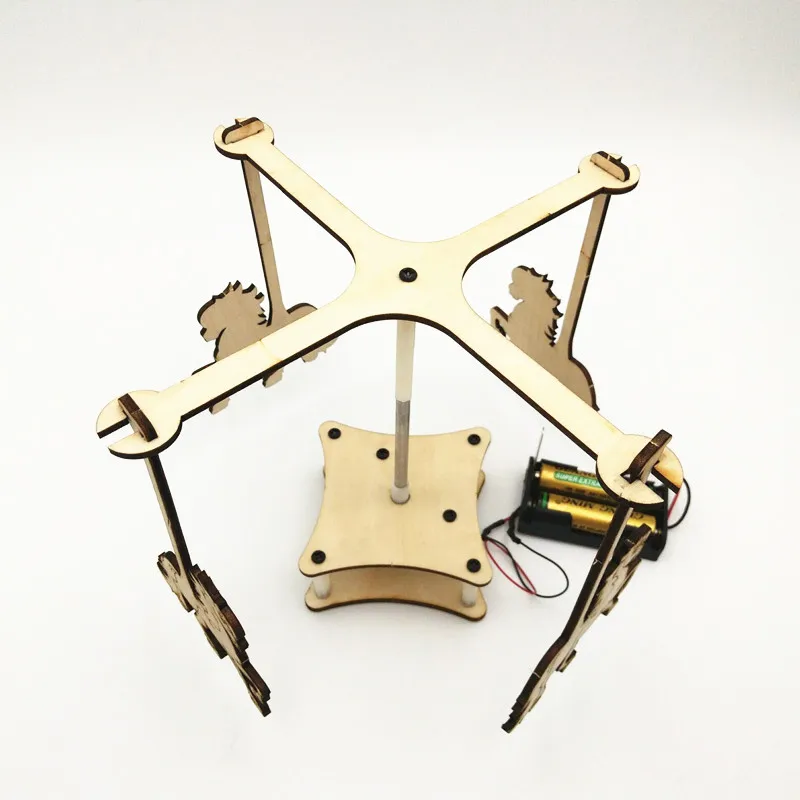 Happyxuan DIY изобретения набор для детей самодельная электрическая карусель лошадь
