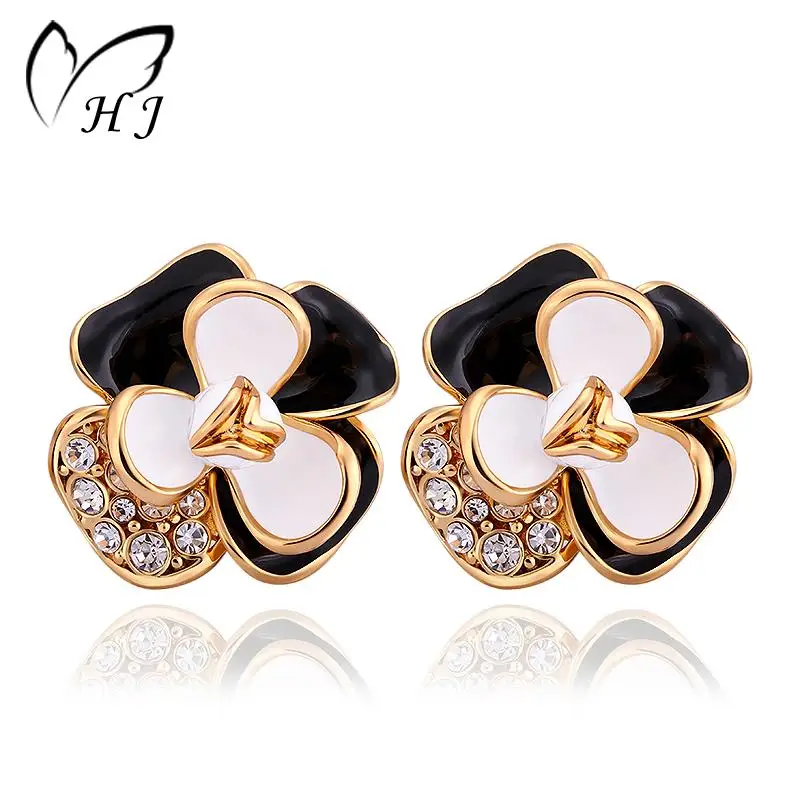 Fashion Jewelry 18K Gold Plated Earrings Austrian Crystal Flower Engagement For Women E939 | Украшения и аксессуары