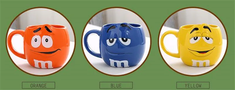 M& M кофейные кружки, керамические чайные чашки и кружки, большая емкость, милый боб, мультяшная креативная посуда для напитков