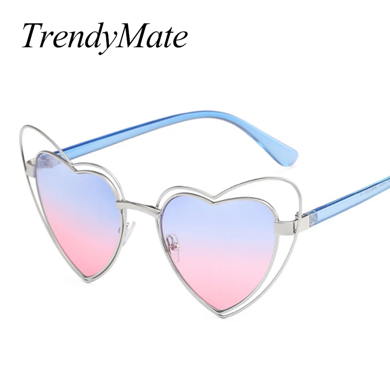 2018 женские солнцезащитные очки в форме сердца металлическая оправа прозрачные