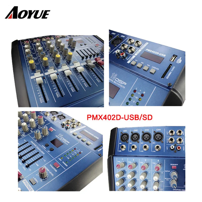Музыка DJ цифровой интерфейс USB аудио микшер PMX402D с 4 каналов |