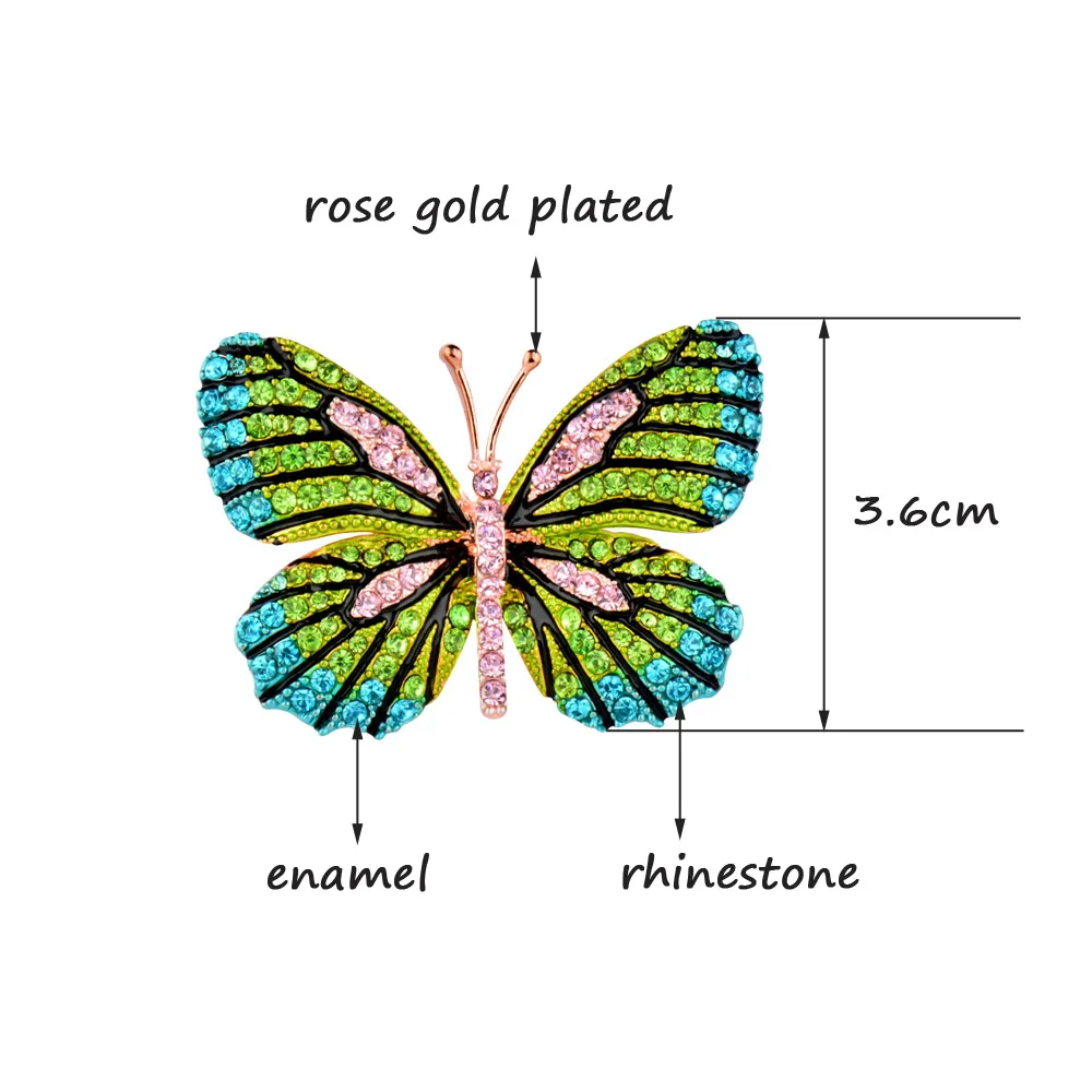 

SINLEERY Trendy Colorful Rhinestone Butterfly Brooches Pins Women Animal Enamel Brooch Banquet Jewelry Accessories XZ030 SSI