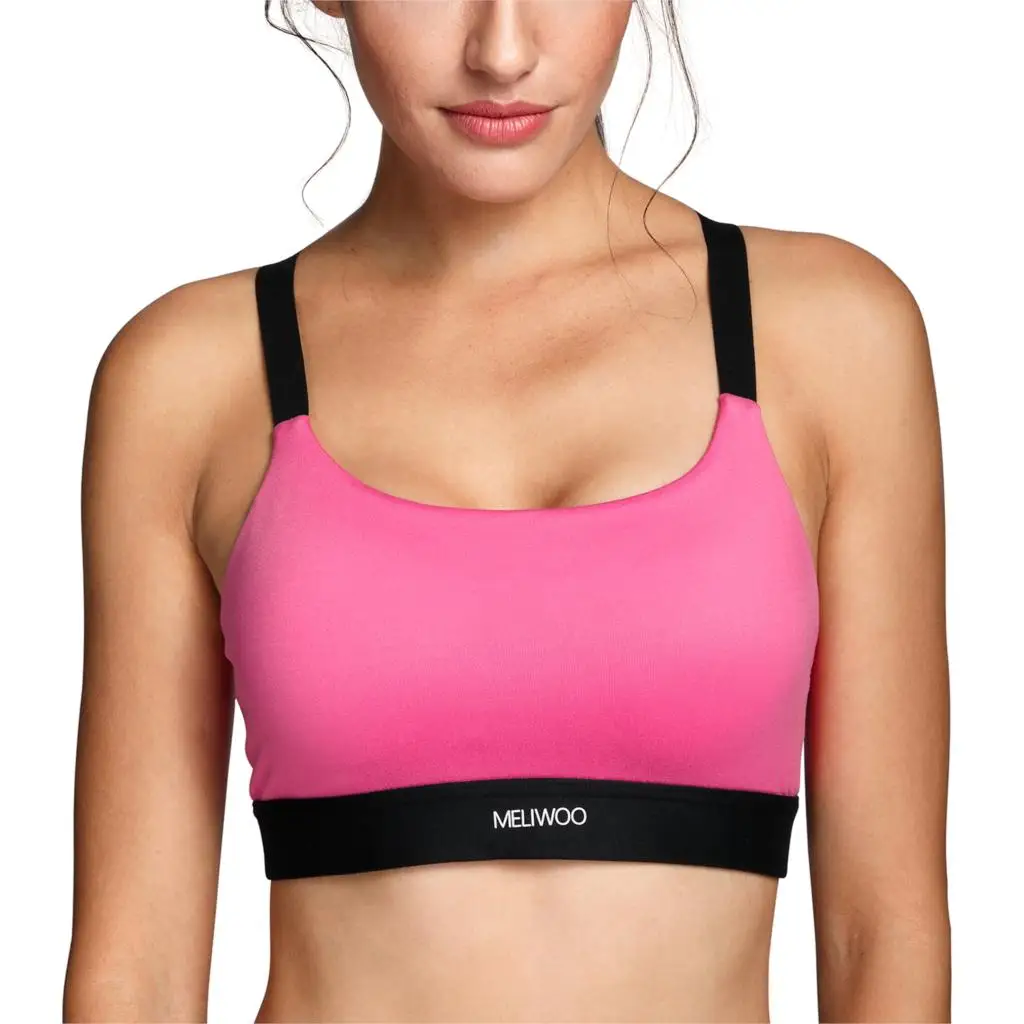 Hot Pink04 Для женщин Mid Impact Поддержка крест-накрест тренировки модный спортивный бюстгальтер - Цвет: Hot Pink04
