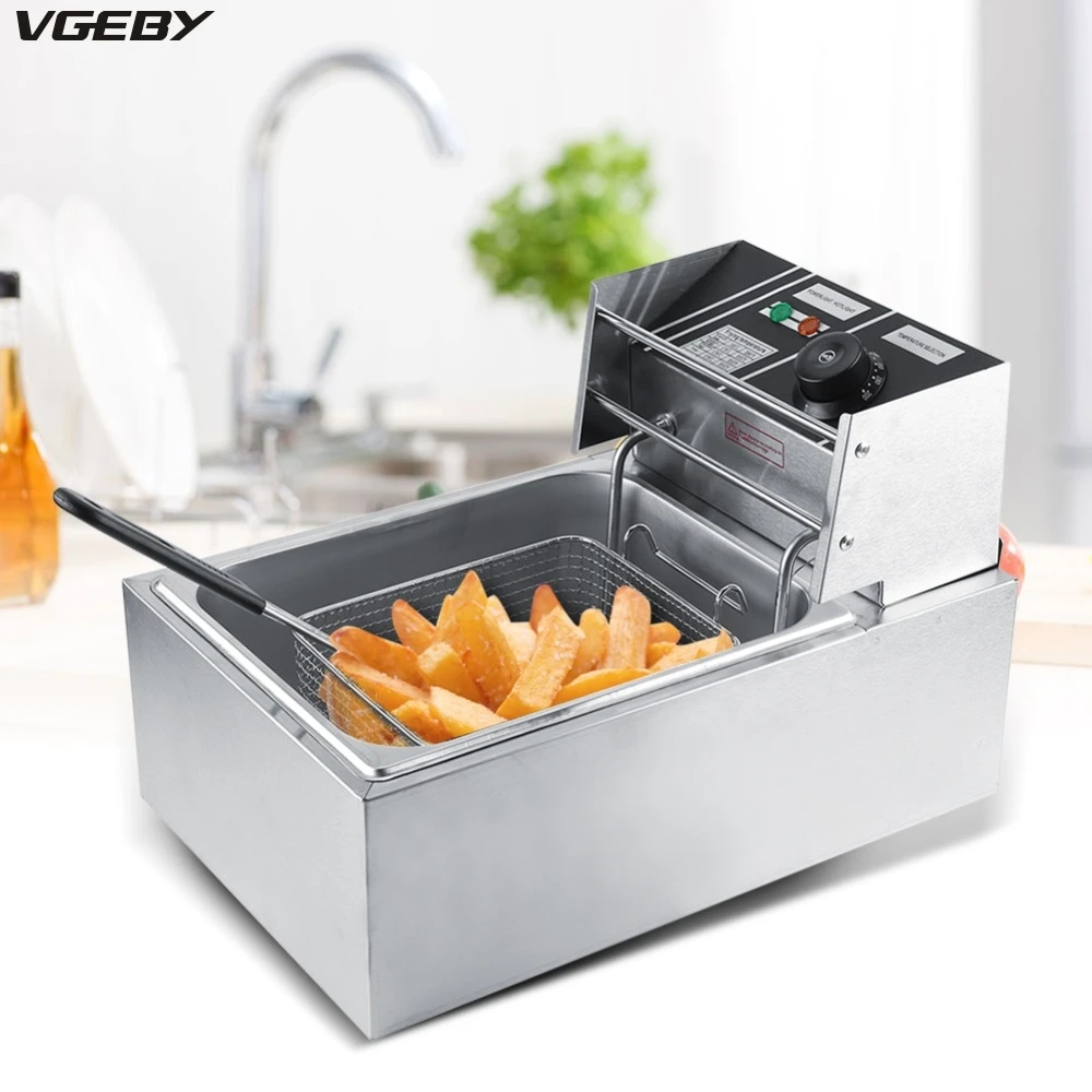 2200W 6L электрическая фритюрница с корзиной коммерческих Нержавеющая сталь