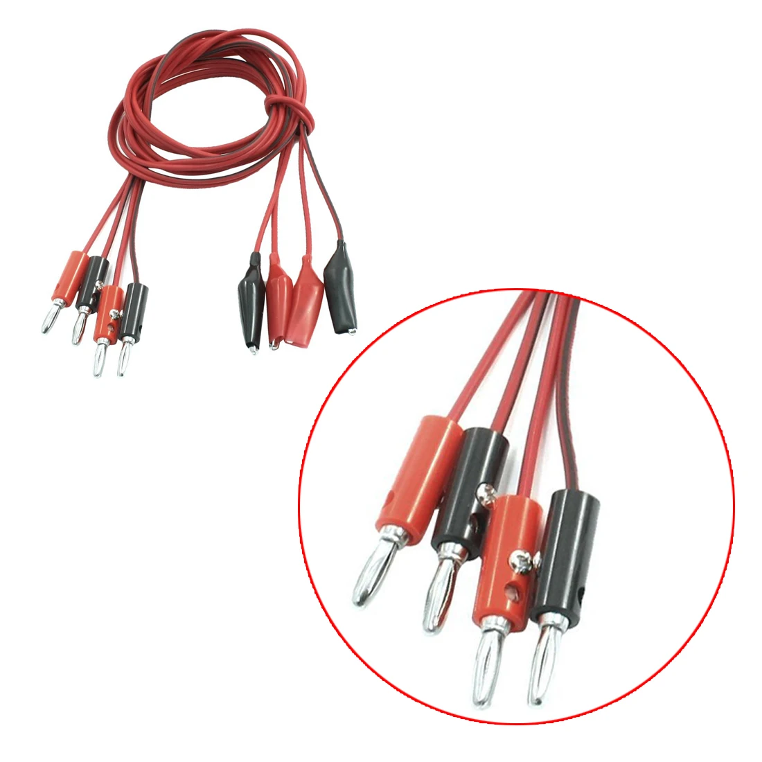 Brand New 2 Pair Alligator Test Lead Clip to Male Banana Plug Cord Cable 1M Red+Black | Обустройство дома