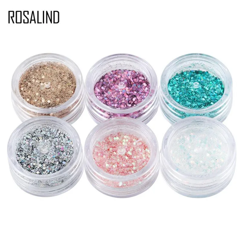 Rosalind разноцветные Блестки для ногтей Блеск 6 цветов набор блеск Dip Порошок