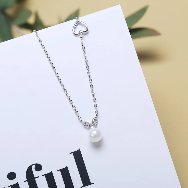 Sweety Сердце жемчуг cz Ожерелье Женщины 100% 925 пробы серебро nacklace Ювелирное Украшение