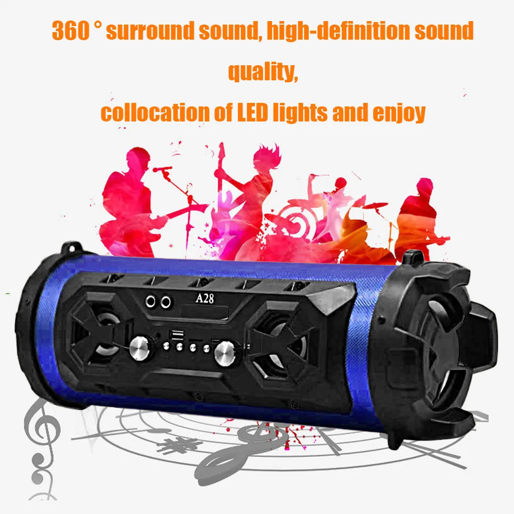 Светодиодный Bluetooth 4,2 динамик беспроводной FM стерео Громкий бас HIFI динамик s сабвуфер AUX USB TF карта#20 - Цвет: E