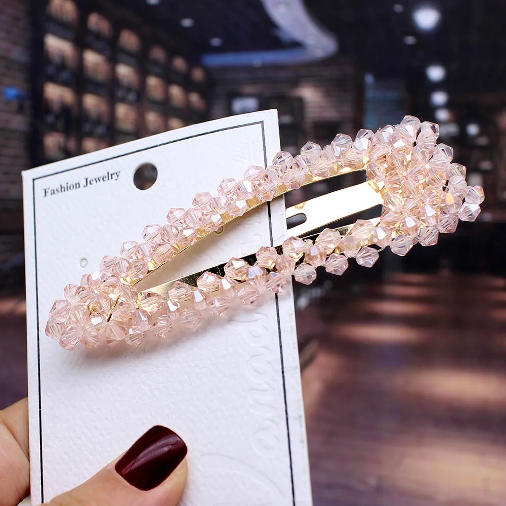 pinkdrop Новые женские корейские полые капли кристалл аксессуары для волос кристалл Бусины заколки для девочек банты, заколки для волос заколка - Цвет: pinkdrop